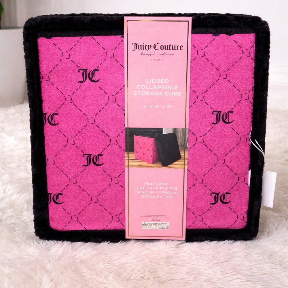 Juicy Couture Pink and Black Collapsible Storage Cube